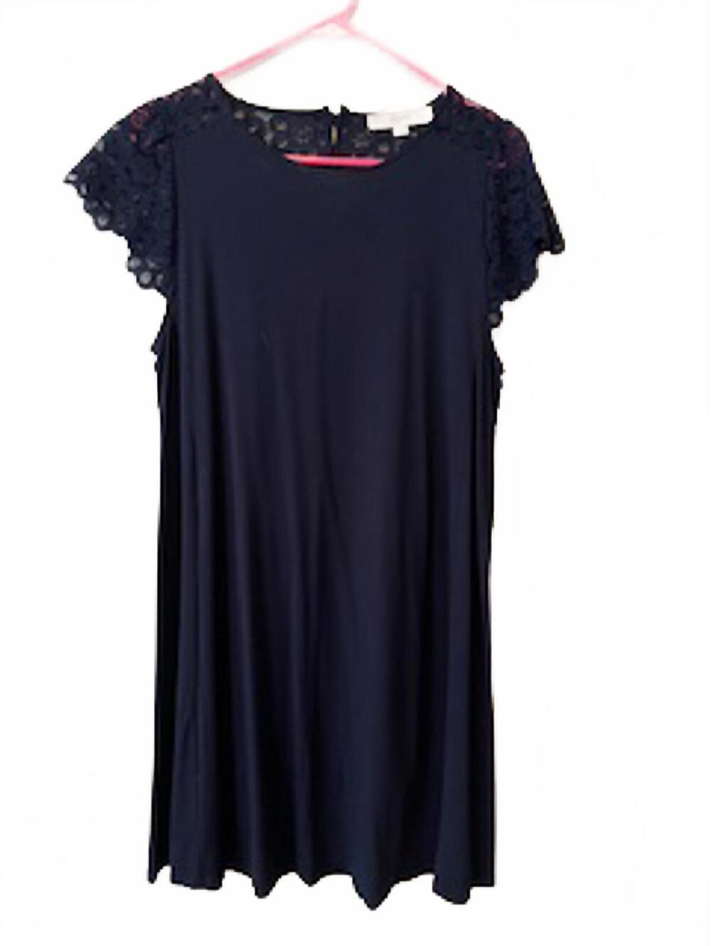 LOFT Petite Navy Dress with Lace Detail